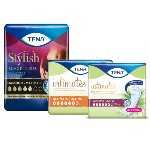 An image showing TENA Women Discreet Normal & TENA Silhouette Underwear in color Noir